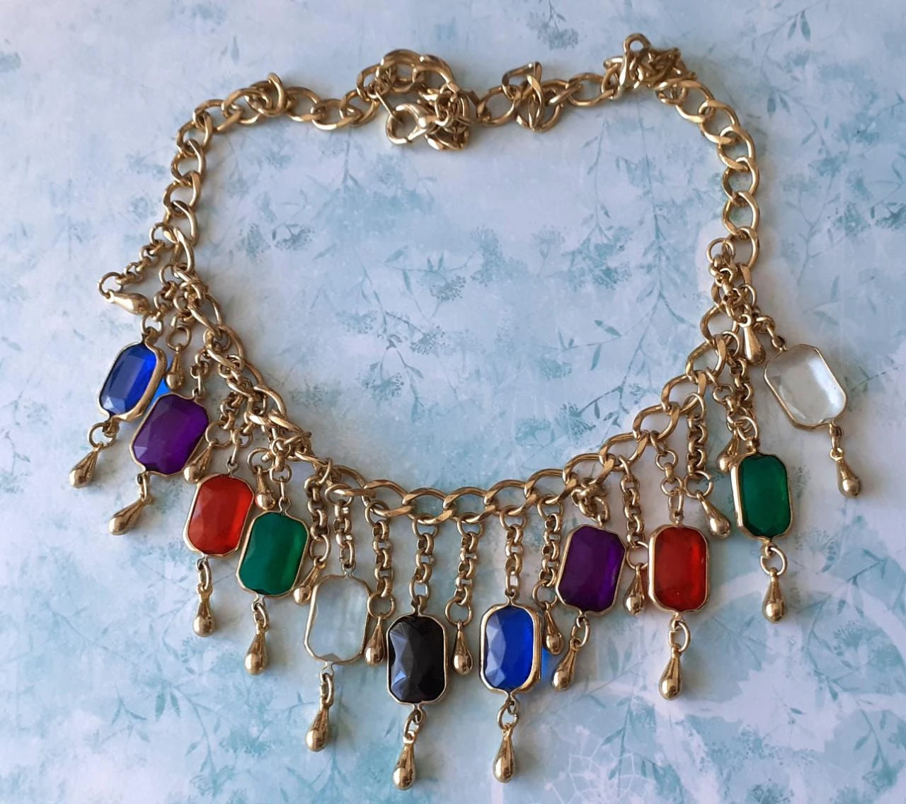 Vintage gold necklace with colored stones '80-90 – photo 6